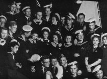 Gymnasium pupil R. Chomskis with classmates after the performance circa 1935.