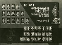 Vignette of the 3rd year graduates of the evening department of the Faculty of Machinery Production of KPI, 1958–1964.