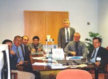 The employees of KTU Research Laboratory of Ultrasound Measurement Technology at the eddy current non-destructive testing level II training course EN 473 II at the TECNATOM Centre in Madrid, 1997.