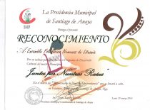 Certificate of appreciation to &ldquo;Nemunas&rdquo; by the Mayer of Santiago de Anaya (Mexico) for participation in the cultural exchange programme &ldquo;Kartu už savo &scaron;aknis&rdquo; (&ldquo;Together for Our Roots&rdquo;), 2010.
