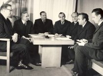 The Rectorate of Kaunas Polytechnical Institute, 1972–1975. H. Petrusevičius, R. Chomskis, Rector M. Martynaitis, Č. Jakimavičius, G. Bukauskas, P. Švenčianas and A. Akelis.