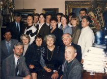 Representatives of KTU Faculty of Chemical Technology congratulate prof. R. Baltrušis on his 70th anniversary, 1996.