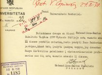 Dekano prof. Z. Žemaičio raštas dėl ekstraordinarinio profesoriaus laipsnio suteikimo, 1930 m.