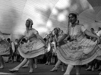Performance of the “Nemunas” dancers at the KPI festival, 1965.