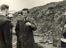 Assistant of KPI Faculty of Hydrotechnics V. Paliūnas at the construction of Kaunas Hydroelectric Power Plant, 1956.
