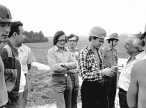 Vice-Rector R. Chomskis at the student construction crew camp, 1976. (Photograph by Bartkevičius)