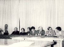 At the reporting-electoral conference of the student scientific society, 1980.