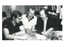 Engr. A. Skrebė, post-graduate K. Vainauskas and dr. A. Lukoševičius,1985.