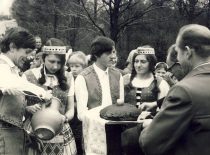 The members of &ldquo;Nemunas&rdquo; at the KPI culture days in Vilkavi&scaron;kis District, 1974. (Photograph by Bartkevičius, KTU Museum)