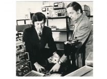 Senior researcher dr. P. Milius and engr. J. Butkus, 1985.