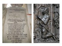 Tombstones of the ancestors of Gravrogkai in Germany: on the left – the tombstone of Christoff von Graurod, 1666, on the right – the fragment of the tombstone of Melchior von Graurod, 1578.