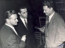 Assoc. Prof. K. Sasnauskas with Deputy Director of the Construction Materials Institute Adolfas Lasis and Director Antanas Kaminskas, 1959 (from Sasnauskai family archive)