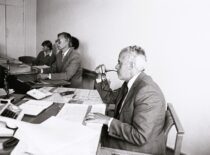 Prof. K. Sasnauskas at the Mandate Commission of the Faculty of Chemical Technology, 1982 (from KTU Photo Archive)