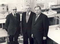 Prof. K. Sasnauskas with Assoc. Prof. V. Jasiukevičius and Prof. M. Martynaitis, 1984 (from Sasnauskai family archive)