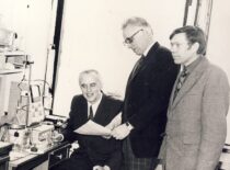 Prof. K. Sasnauskas with Assoc. Prof. Martusevičius and A. Razvadauskas, 1984 (from Sasnauskai family archive)