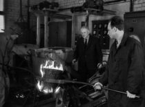 V. Babilius at KPI Foundry Laboratory in the factory "Centrolitas", 1965 (the original photograph is at KTU Photo Archive)