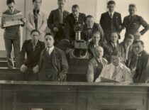 At the classroom of the Higher School of Foundry Engineering in Paris, 1932–1936 (the original photograph is at KTU Museum)