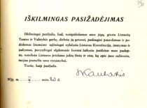 Official pledge of L. Kaulakis, 1939 (the original photograph is at KTU Archive)