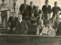 At the classroom of the Higher School of Foundry Engineering in Paris, 1932–1936 (the original photograph is at KTU Museum)