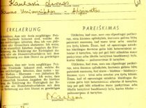 Statement of L. Kaulakis that there are no persons of Jewish origin in his family, 1942 (the original photograph is at KTU Archive)