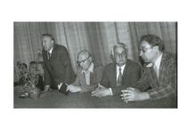 KPI Vice-Rector R. Chomskis and Assoc. Prof. S. Masiokas at the meeting of the SSRS Electrical Engineering Commission in Kaunas, 20th century, 8th decade (archive of Prof. S. Masiokas)