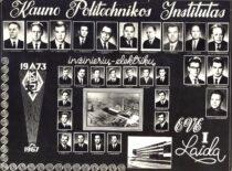 Vignette of the 1973 graduating class of KPI electrical engineers (the original photograph is at KTU Museum)