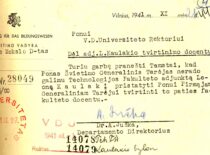 Letter of the director of the Department of Educational Management stating that L. Kaulakis is not appointed as an associate professor, 1941 (the original photograph is at KTU Archive)