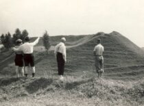 At Obelytė hill fort, 1938 (photograph by Prof. S. Kolupaila, KTU Museum)