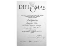 Lietuvos SSR respublikinės premijos laureato diplomas, 1966 m.