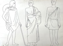 Ancient Greek men's clothing. Drawing by M. Matu&scaron;akaitė, 1981. (the original drawing is at KTU Museum).