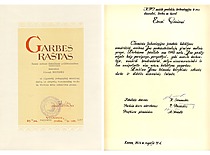 Congratulations on the 50th anniversary of Assoc. Prof. E. Grinienė, 1974. (E. Grinienė family archive)