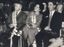 Director I. Leliūgienė and former director L. &Scaron;uklevičius at an event at Palemonas Secondary School, 1988 (Prof. I. Leliūgienė's personal archive)