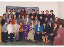 Irena Leliūgienė and Prof. Birutė Ciplijauskaitė of the University of Wisconsin with students of the KTU Women's Studies Center, 1997 (Prof. I. Leliūgienė's personal archive)