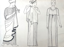 Ancient Greek women's clothing. Drawing by M. Matu&scaron;akaitė, 1981. (the original drawing is at KTU Museum)