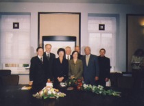 Doc. I. Leliūgienė at the Ministry of Education and Science of the Republic of Lithuania with Minister of Education A. Monkevičius after the presentation of I. Leliūgienė's books, 2002 (Prof. I. Leliūgienė's personal archive)