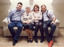 Prof. E. Grinienė with her grandchildren Vygintas, Eglė and Povilas on Easter, 2013. (Prof. E. Grinienė family archive)