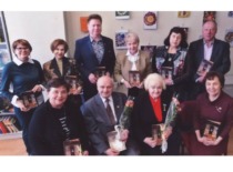 Prof. A. Žiliukas with members of the Independent Writers' Union after the presentation of the book "Nenutilkit varpai" at the Education and Innovation Center, 2020 (photo by Birutė Zeigienė, Prof. A. Žiliukas family archive)