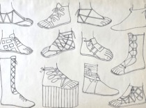 Ancient Greek and Roman footwear. Drawing by M. Matu&scaron;akaitė, 1981. (the original drawing is at KTU Museum)