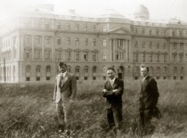 K. Bar&scaron;auskas with his colleagues at the chamber of the Physics and Chemistry Institute in Aleksotas, 1935. (the original photograph is at Prof. K. Bar&scaron;auskas family archive)