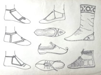 Byzantine footwear. Drawing by M. Matu&scaron;akaitė, 1981. (the original drawing is at KTU Museum)