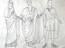 Ancient Roman clothing. Drawing by M. Matu&scaron;akaitė, 1981. (the original drawing is at KTU Museum)