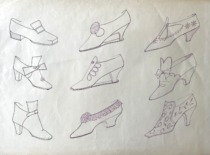 2nd half of the 17th century men&rsquo;s footwear. Drawing by M. Matu&scaron;akaitė, 1982. (the original drawing is at KTU Museum)