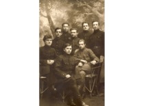 A group of the 6th graders of Marijampolė Realgymnasium, 1924. K. Bar&scaron;auskas is in the middle of the 1st row. (the original photograph is at KTU Museum)