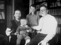 Prof. K. Bar&scaron;auskas with his family: wife Donata and sons Petras and Jonas, 1955. (the original photograph is at Prof. K. Bar&scaron;auskas family archive)