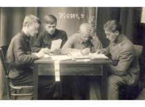 K. Bar&scaron;auskas takes the final examinations at the gymnasium. Marijampolė, 1925. (the original photograph is at KTU Museum)