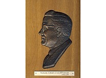 Bas-relief &ldquo;Prof. Kazimieras Bar&scaron;auskas&rdquo; gifted to KPI Museum. Sculptor Alfonsas Janulis, 1964. (the original bas-relief is at KTU Museum)