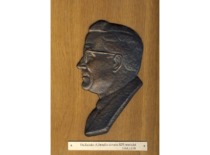Bas-relief "Prof. Kazimieras Bar&scaron;auskas" &ndash; a gift from sculptor Alfonsas Janulis to the KPI Museum, 1964 (photo by J. Klėmanas, original &ndash; KTU Museum)