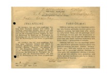 Statement of Assoc. Prof. of the Faculty of Technology of Vytautas Magnus University K. Bar&scaron;auskas that there are no persons of Jewish origin in his family, 2 July 1942. (the original document is at KTU Museum)