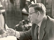 Prof. Kazimieras Bar&scaron;auskas (1904 &ndash; 1964) &ndash; Head of the Department of Physics at Kaunas University, Dean of the Faculty of Technology and later the Faculty of Electrical Engineering, Director and later Rector of Kaunas Polytechnic Institute. (the original photograph is at KTU Photo Archive)