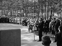 Commemoration of the anniversary of death of Prof. K. Bar&scaron;auskas at Petra&scaron;iūnai Cemetery, 1965. (the original photograph is at KTU Photo Archive)